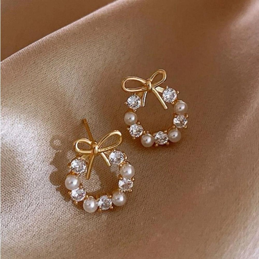 ⚠️Clearance Bow Knot Earrings Pearls - Picture 2 of 4